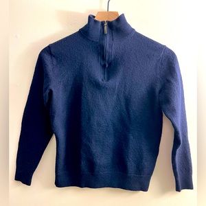 CLUB ROOM boys Sweater Navy Blue Merino Wool blend Quarter Zip Pullover warm S